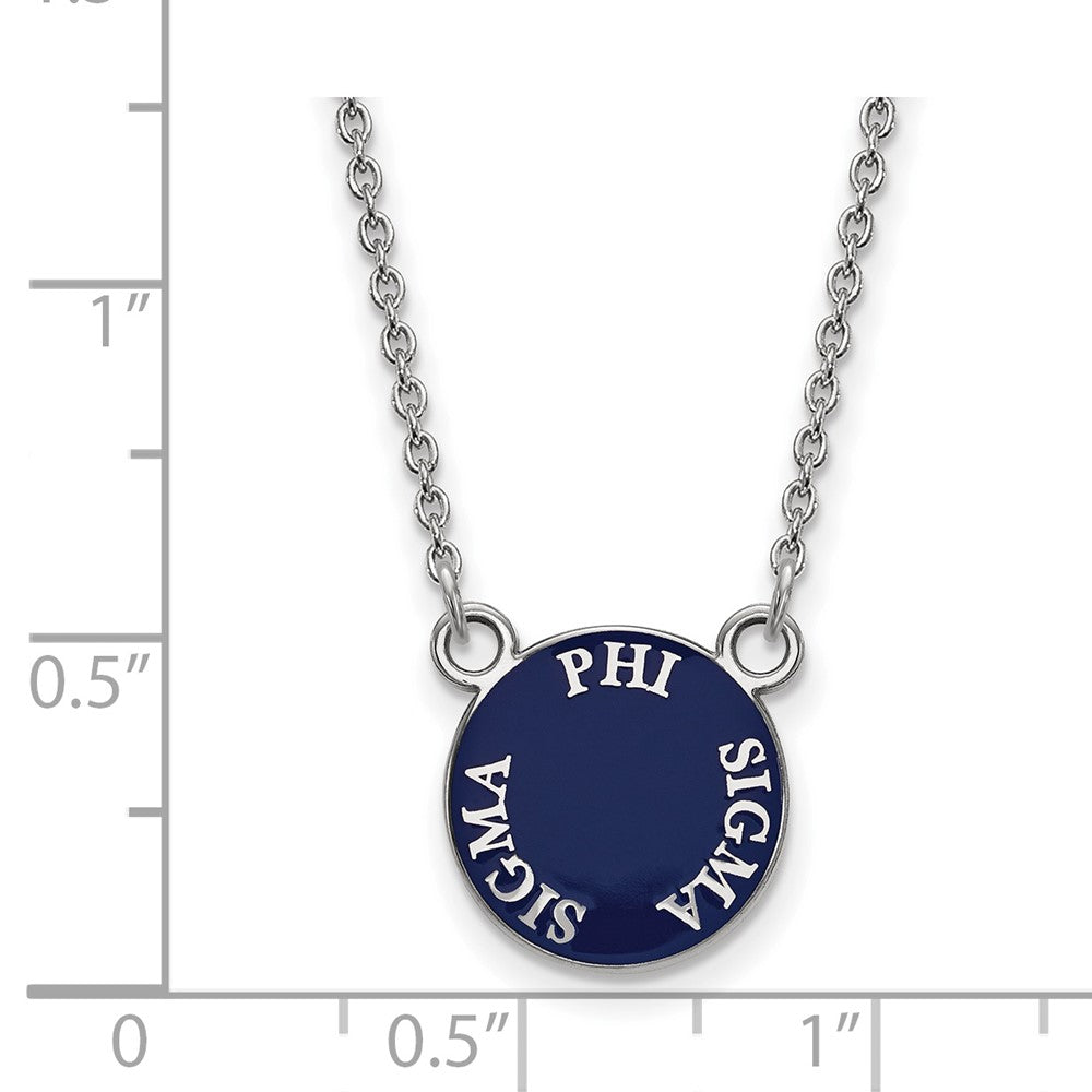 Sterling Silver Rhodium-plated LogoArt Phi Sigma Sigma Sorority Text Small Color Enamel Pendant 18 inch Necklace