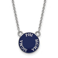 Sterling Silver Rhodium-plated LogoArt Phi Sigma Sigma Sorority Text Small Color Enamel Pendant 18 inch Necklace