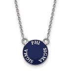 Sterling Silver Rhodium-plated LogoArt Phi Sigma Sigma Sorority Text Small Color Enamel Pendant 18 inch Necklace