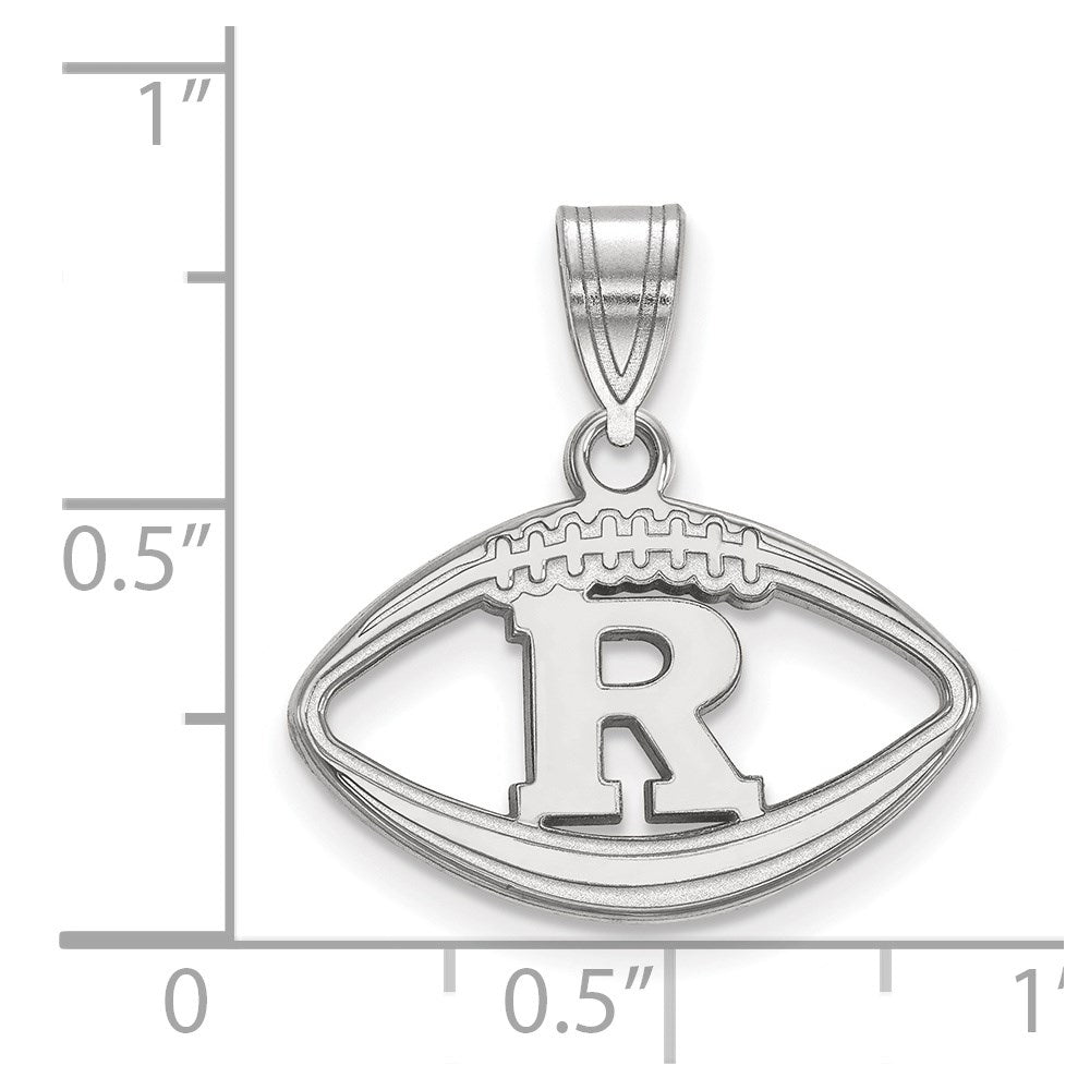 Sterling Silver Rhodium-plated LogoArt Rutgers University Letter R Football Pendant