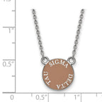 Sterling Silver Rhodium-plated LogoArt Sigma Delta Tau Sorority Text Small Color Enamel Pendant 18 inch Necklace