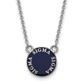 Sterling Silver Rhodium-plated LogoArt Sigma Sigma Sigma Sorority Text Small Color Enamel Pendant 18 inch Necklace