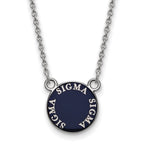 Sterling Silver Rhodium-plated LogoArt Sigma Sigma Sigma Sorority Text Small Color Enamel Pendant 18 inch Necklace