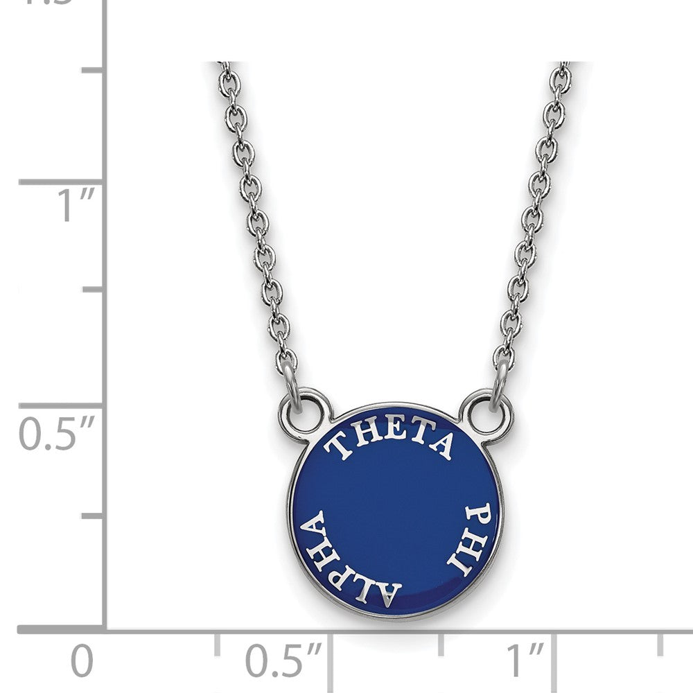 Sterling Silver Rhodium-plated LogoArt Theta Phi Alpha Sorority Text Small Color Enamel Pendant 18 inch Necklace