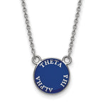 Sterling Silver Rhodium-plated LogoArt Theta Phi Alpha Sorority Text Small Color Enamel Pendant 18 inch Necklace