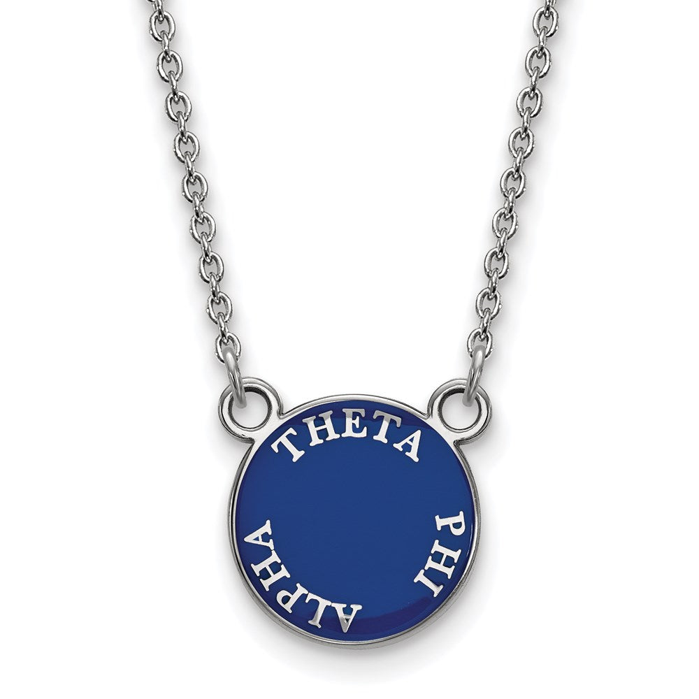 Sterling Silver Rhodium-plated LogoArt Theta Phi Alpha Sorority Text Small Color Enamel Pendant 18 inch Necklace