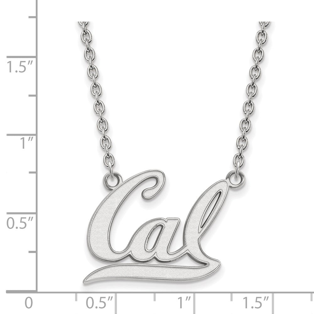 Sterling Silver Rhodium-plated LogoArt University of California Berkeley Large Pendant 18 inch Necklace
