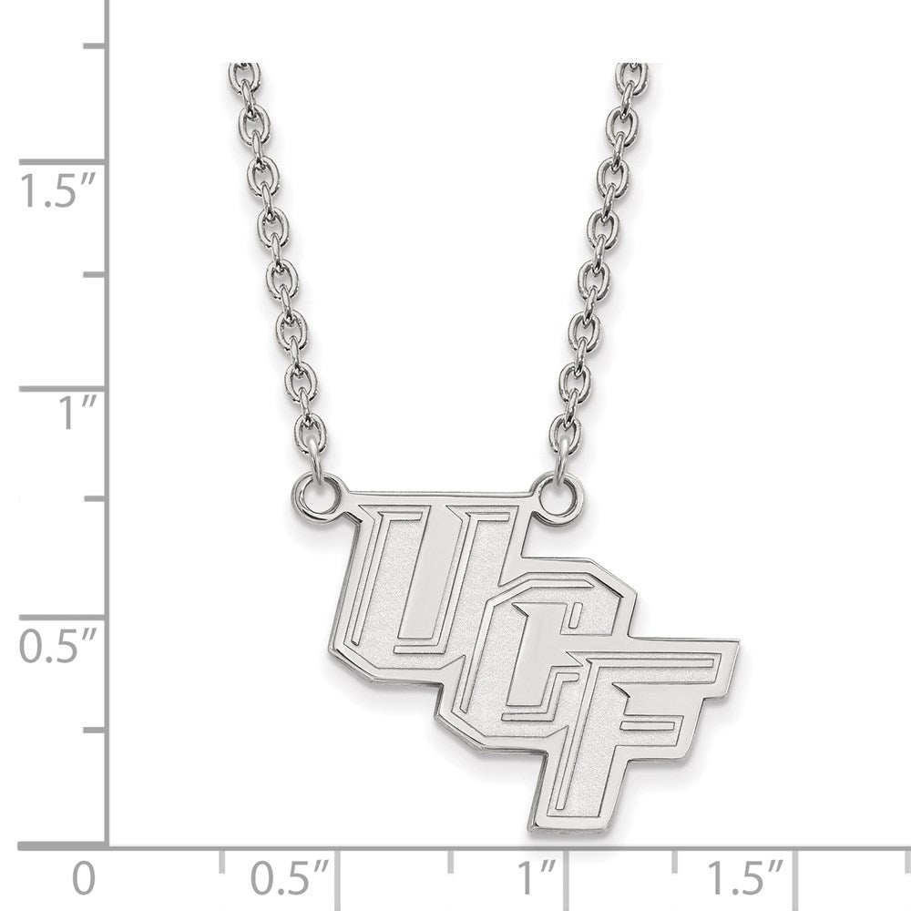 Sterling Silver Rhodium-plated LogoArt University of Central Florida U-C-F Large Pendant 18 inch Necklace