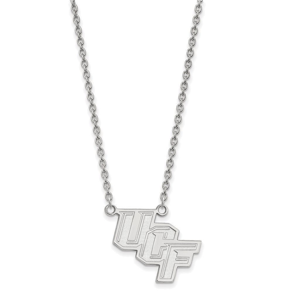 10k White Gold LogoArt University of Central Florida U-C-F Large Pendant 18 inch Necklace