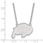 14k White Gold LogoArt University of Colorado Buffalo Large Pendant 18 inch Necklace