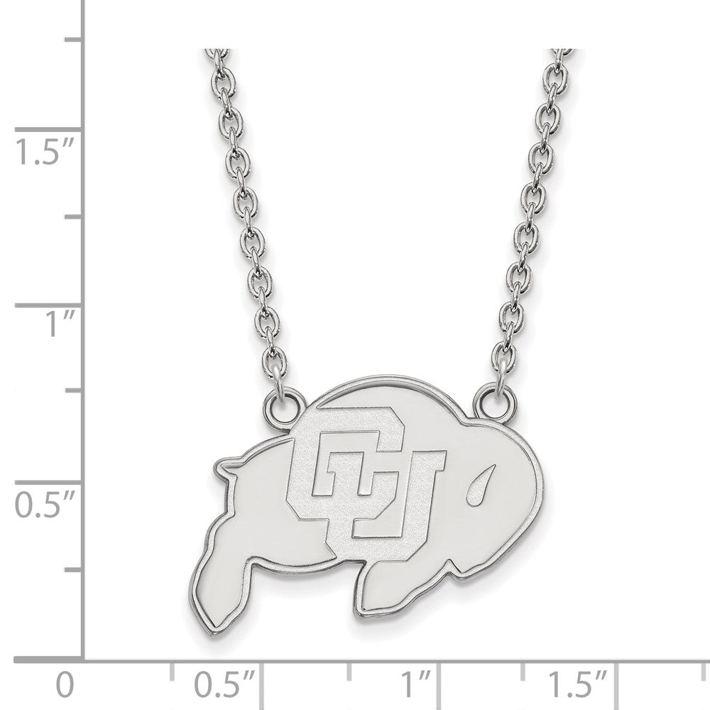 14k White Gold LogoArt University of Colorado Buffalo Large Pendant 18 inch Necklace