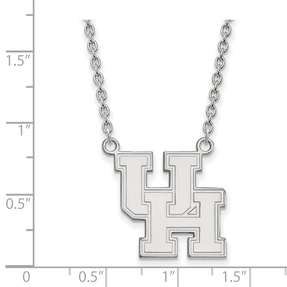 14k White Gold LogoArt University of Houston U-H Large Pendant 18 inch Necklace