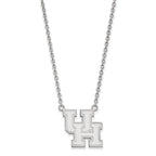 14k White Gold LogoArt University of Houston U-H Large Pendant 18 inch Necklace