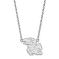 14k White Gold LogoArt University of Kansas Jayhawk Large Pendant 18 inch Necklace