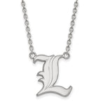 14k White Gold LogoArt University of Louisville Letter L Large Pendant 18 inch Necklace