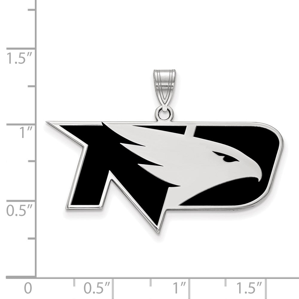 Sterling Silver Rhodium-plated LogoArt University of North Dakota Large Enameled Pendant