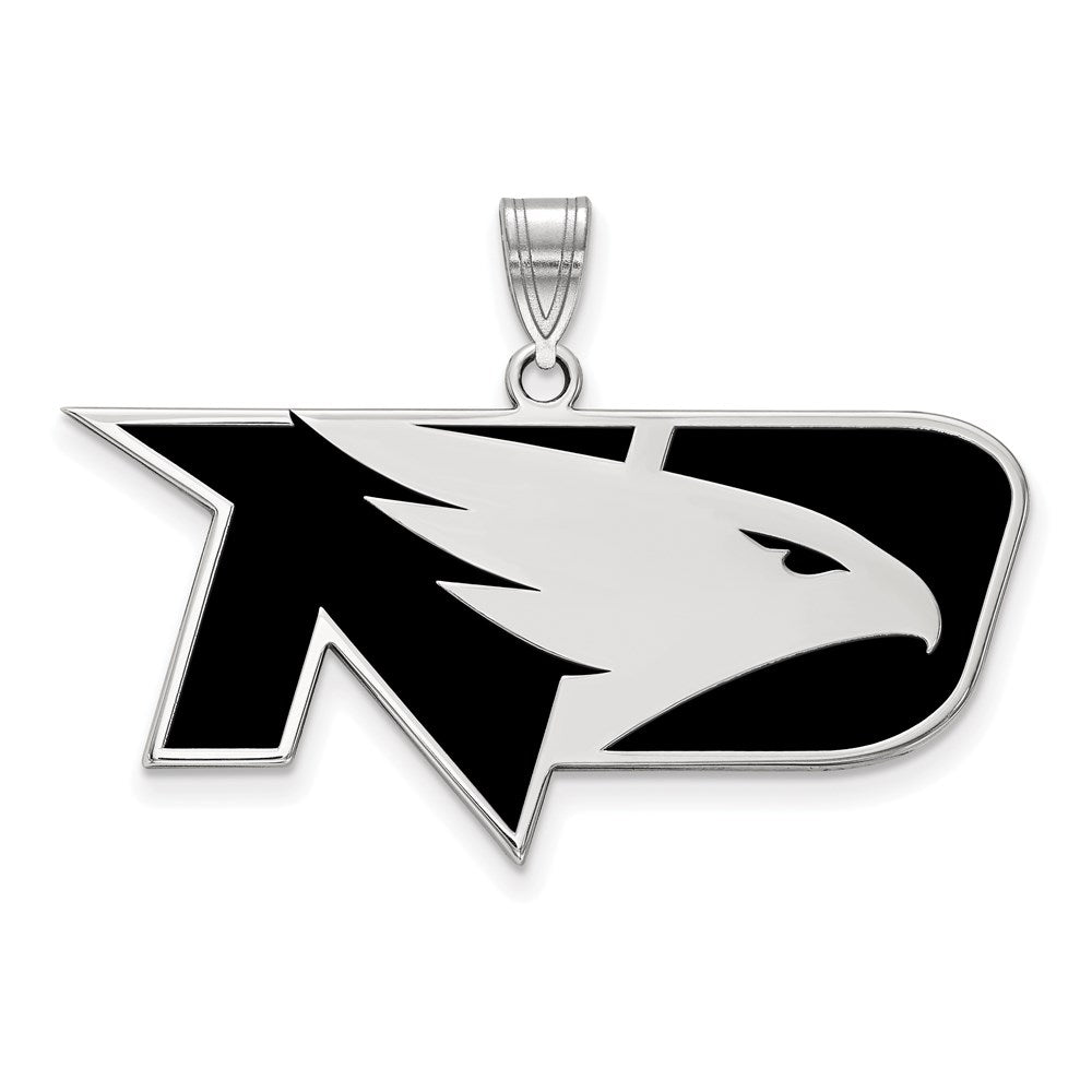 Sterling Silver Rhodium-plated LogoArt University of North Dakota Large Enameled Pendant