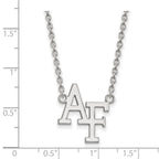 10k White Gold LogoArt United States Air Force Academy A-F Large Pendant 18 inch Necklace