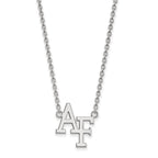 10k White Gold LogoArt United States Air Force Academy A-F Large Pendant 18 inch Necklace