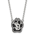Sterling Silver Rhodium-plated LogoArt University of South Dakota Large Enameled Pendant 18 inch Necklace