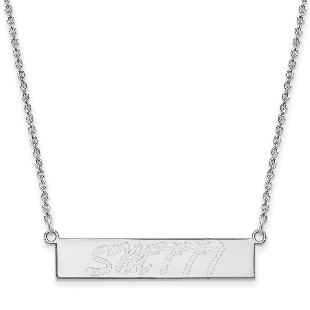 Sterling Silver Rhodium-plated LogoArt University of Southern Mississippi Small Bar 18 inch Necklace