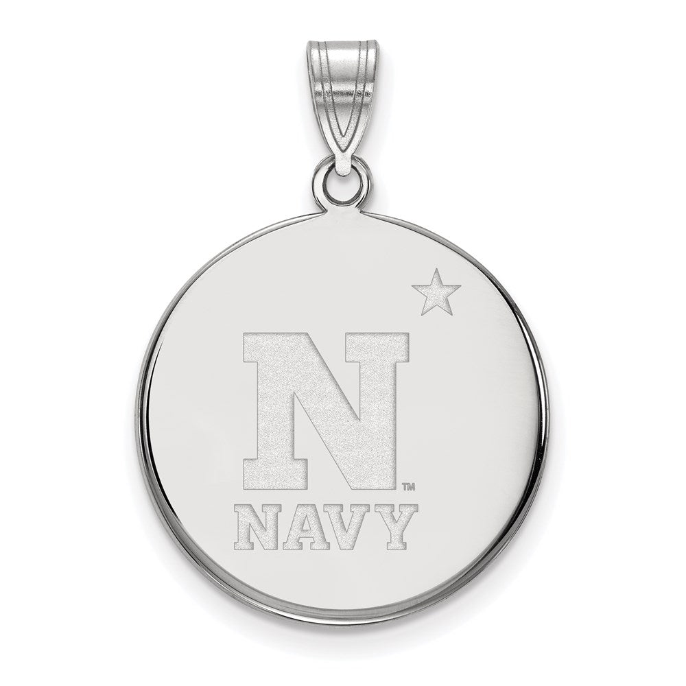 14k White Gold LogoArt US Naval Academy Large Disc Pendant