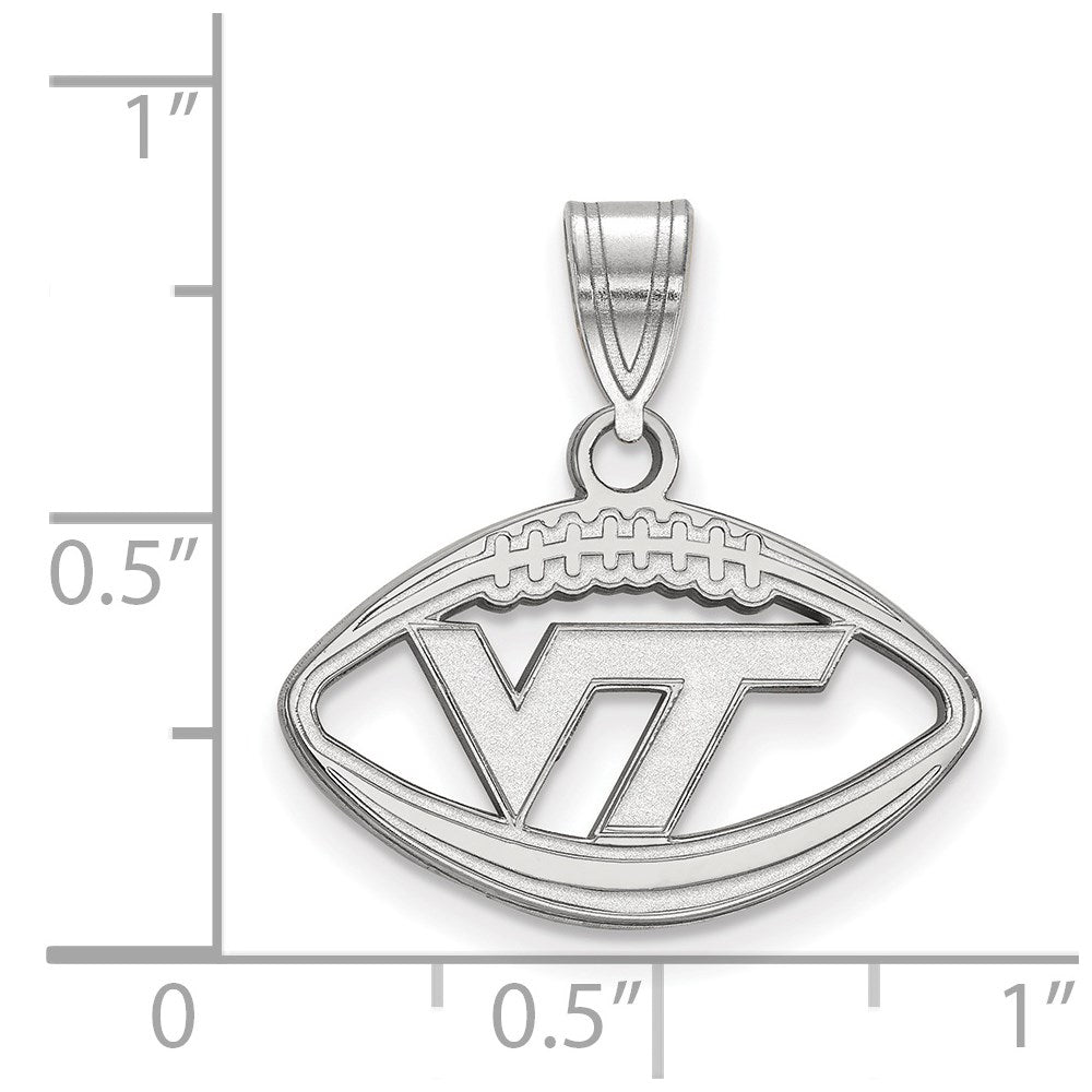 Sterling Silver Rhodium-plated LogoArt Virginia Tech V-T Football Pendant