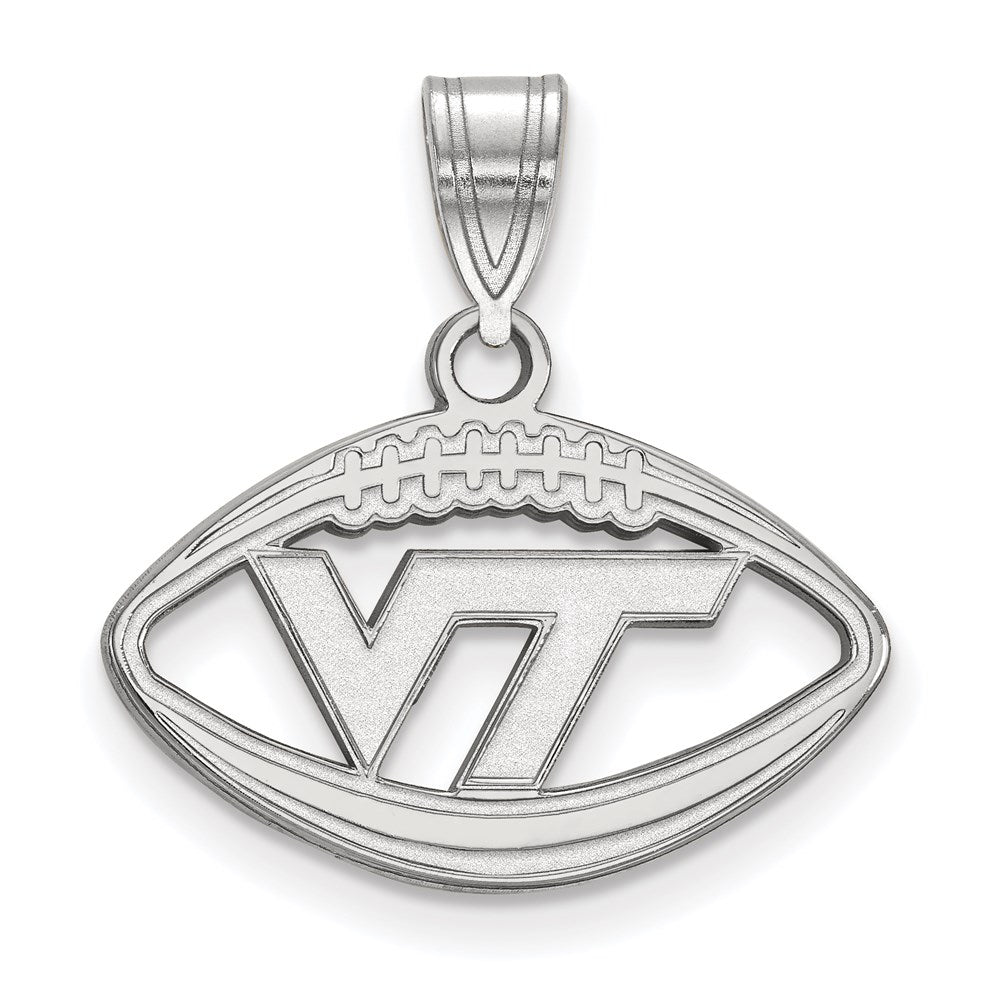 Sterling Silver Rhodium-plated LogoArt Virginia Tech V-T Football Pendant