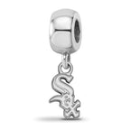 Sterling Silver Rhodium Plated Major League Baseball LogoArt Chicago White Sox Dangle Bead