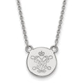 Sterling Silver Rhodium-plated LogoArt College of William and Mary Small Disc Pendant 18 inch Necklace