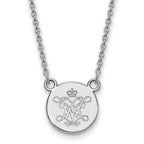 Sterling Silver Rhodium-plated LogoArt College of William and Mary Small Disc Pendant 18 inch Necklace