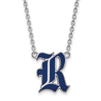 Sterling Silver Rhodium-plated LogoArt Rice University Letter R Large Enameled Pendant 18 inch Necklace