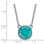 Sterling Silver Rhodium-plated LogoArt Zeta Tau Alpha Sorority Text Small Color Enamel Pendant 18 inch Necklace