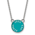 Sterling Silver Rhodium-plated LogoArt Zeta Tau Alpha Sorority Text Small Color Enamel Pendant 18 inch Necklace