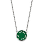 Sterling Silver Rhodium-plated LogoArt Alpha Sigma Tau Sorority Text Large Color Enamel Pendant 18 inch Necklace