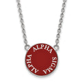 Sterling Silver Rhodium-plated LogoArt Alpha Sigma Alpha Sorority Text Large Color Enamel Pendant 18 inch Necklace