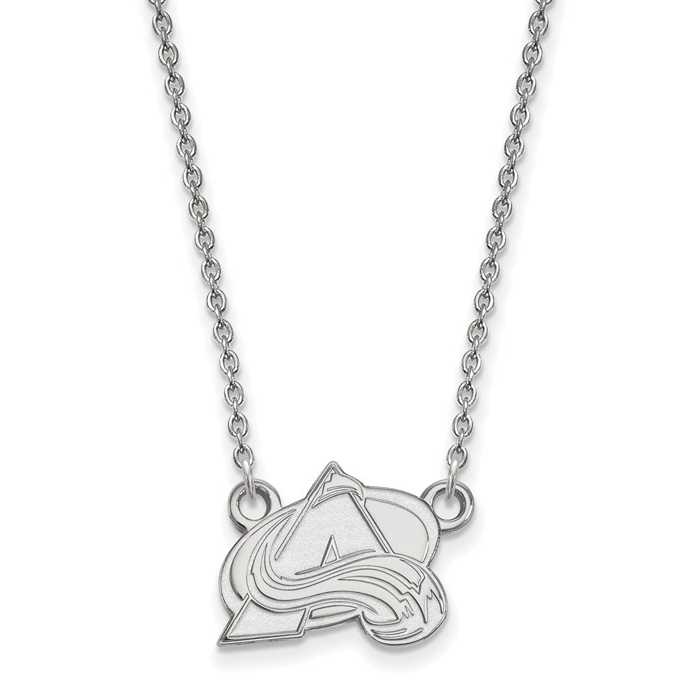 10k White Gold NHL LogoArt Colorado Avalanche Letter A Small Pendant 18 inch Necklace