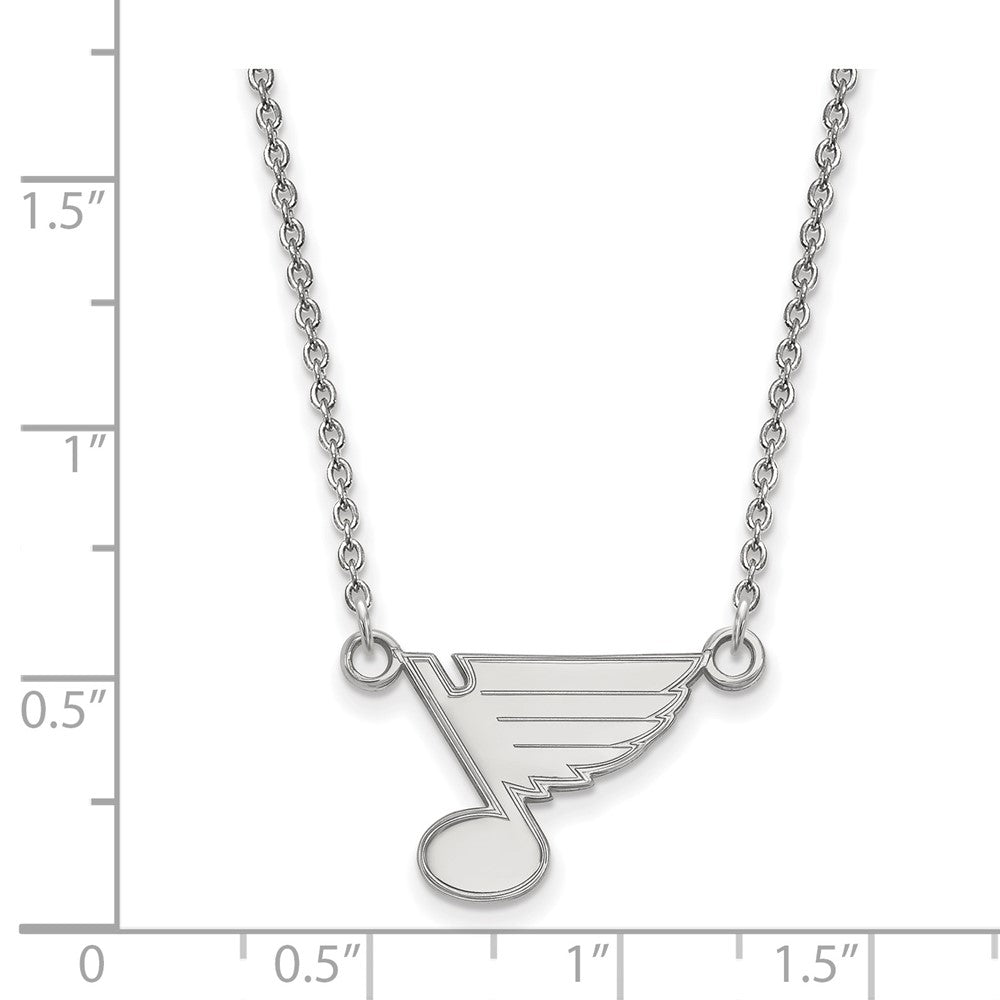 14k White Gold NHL LogoArt St. Louis Blues Small Pendant 18 inch Necklace