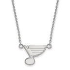 14k White Gold NHL LogoArt St. Louis Blues Small Pendant 18 inch Necklace