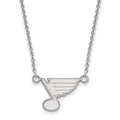 Sterling Silver Rhodium-plated NHL LogoArt St. Louis Blues Small Pendant 18 inch Necklace