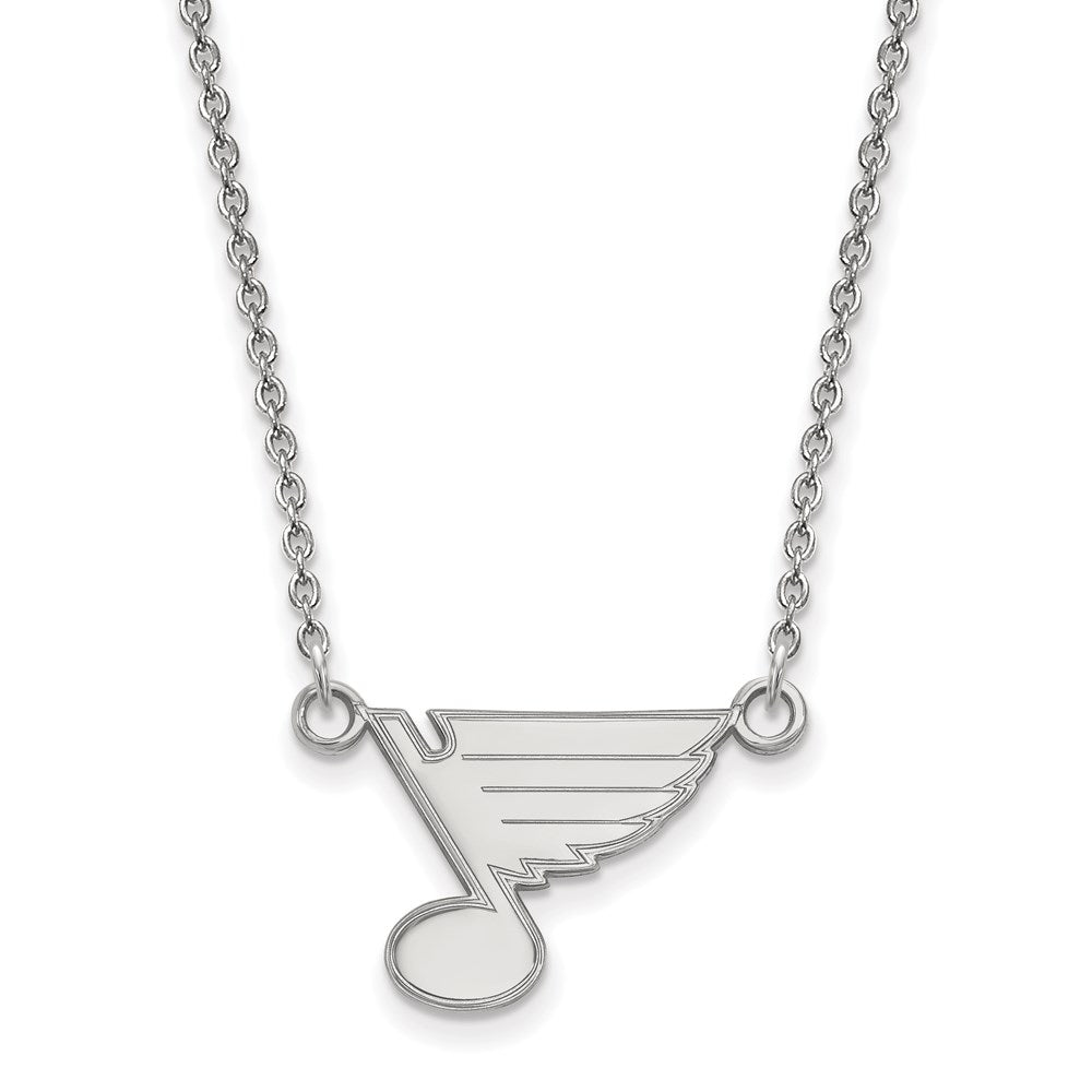Sterling Silver Rhodium-plated NHL LogoArt St. Louis Blues Small Pendant 18 inch Necklace