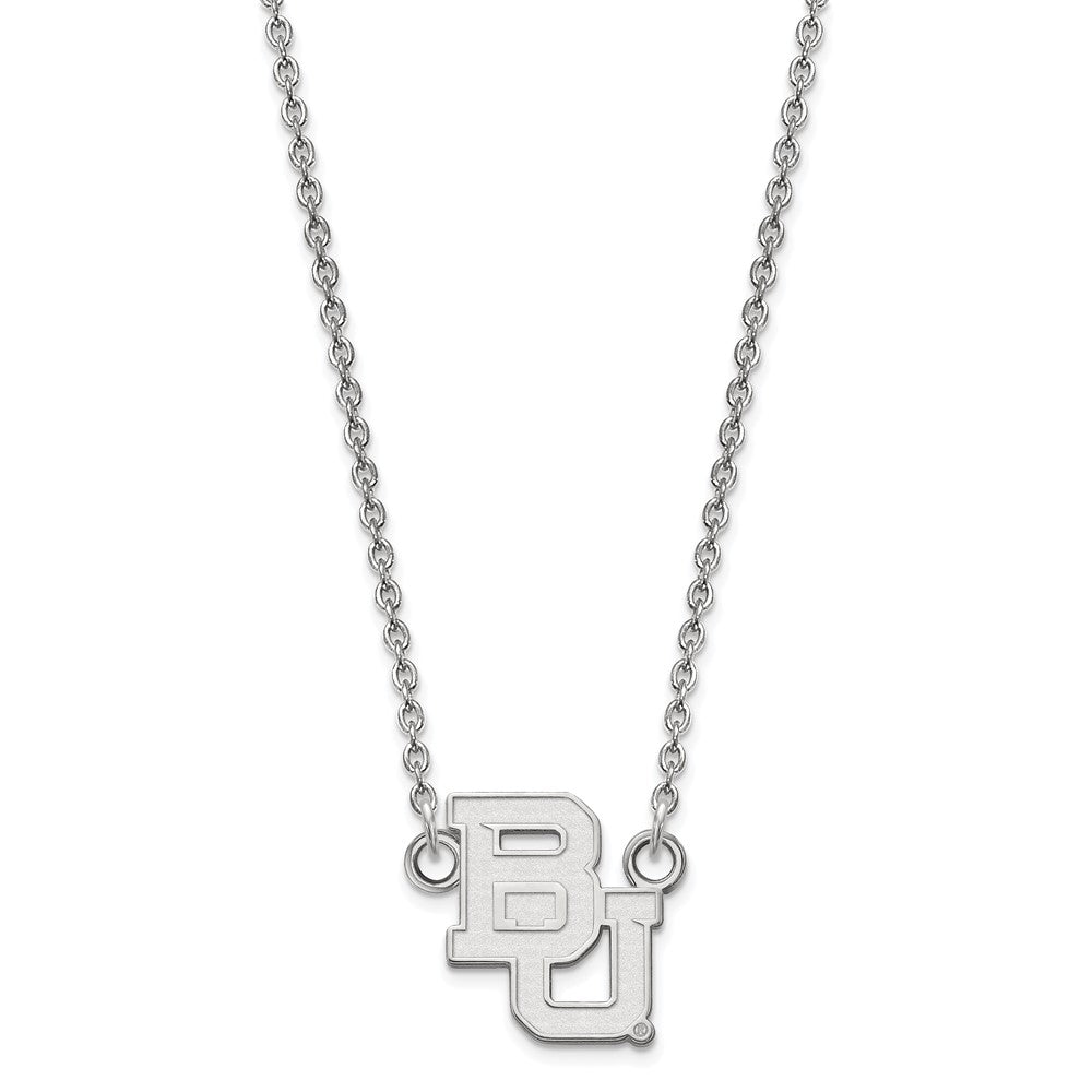 10k White Gold LogoArt Baylor University Bears Small Pendant 18 inch Necklace