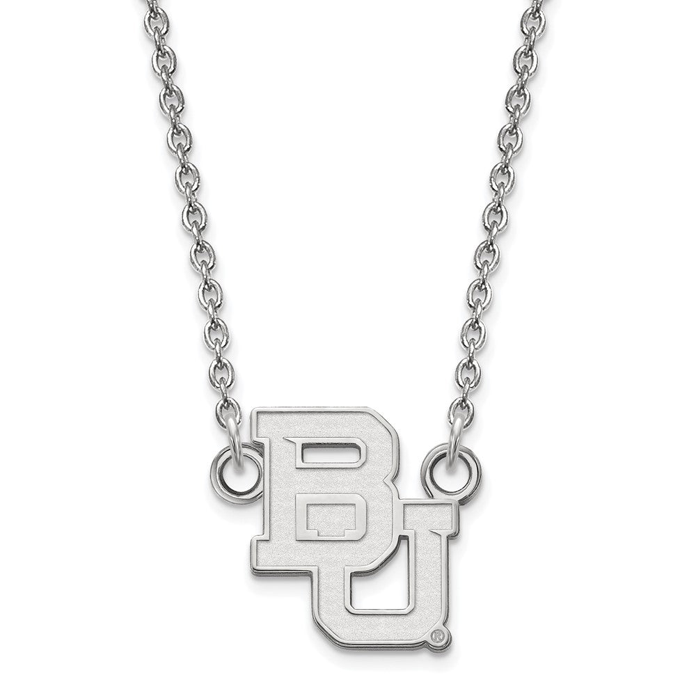 14k White Gold LogoArt Baylor University Bears Small Pendant 18 inch Necklace