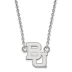 10k White Gold LogoArt Baylor University Bears Small Pendant 18 inch Necklace
