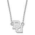 Sterling Silver Rhodium-plated LogoArt Baylor University Bears Small Pendant 18 inch Necklace