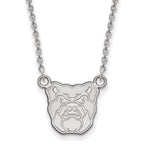Sterling Silver Rhodium-plated LogoArt Butler University Bulldog Small Pendant 18 inch Necklace