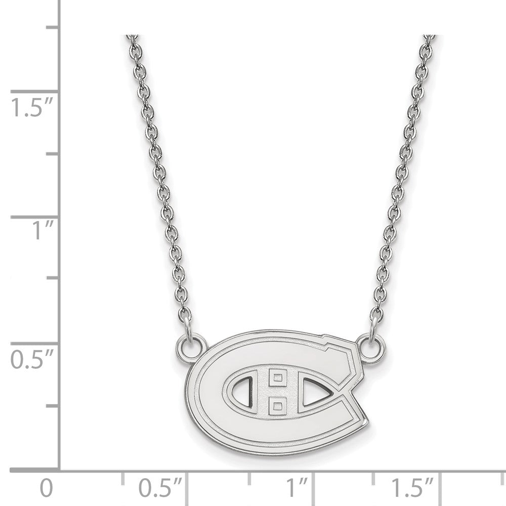 10k White Gold NHL LogoArt Montreal Canadiens Small Pendant 18 inch Necklace