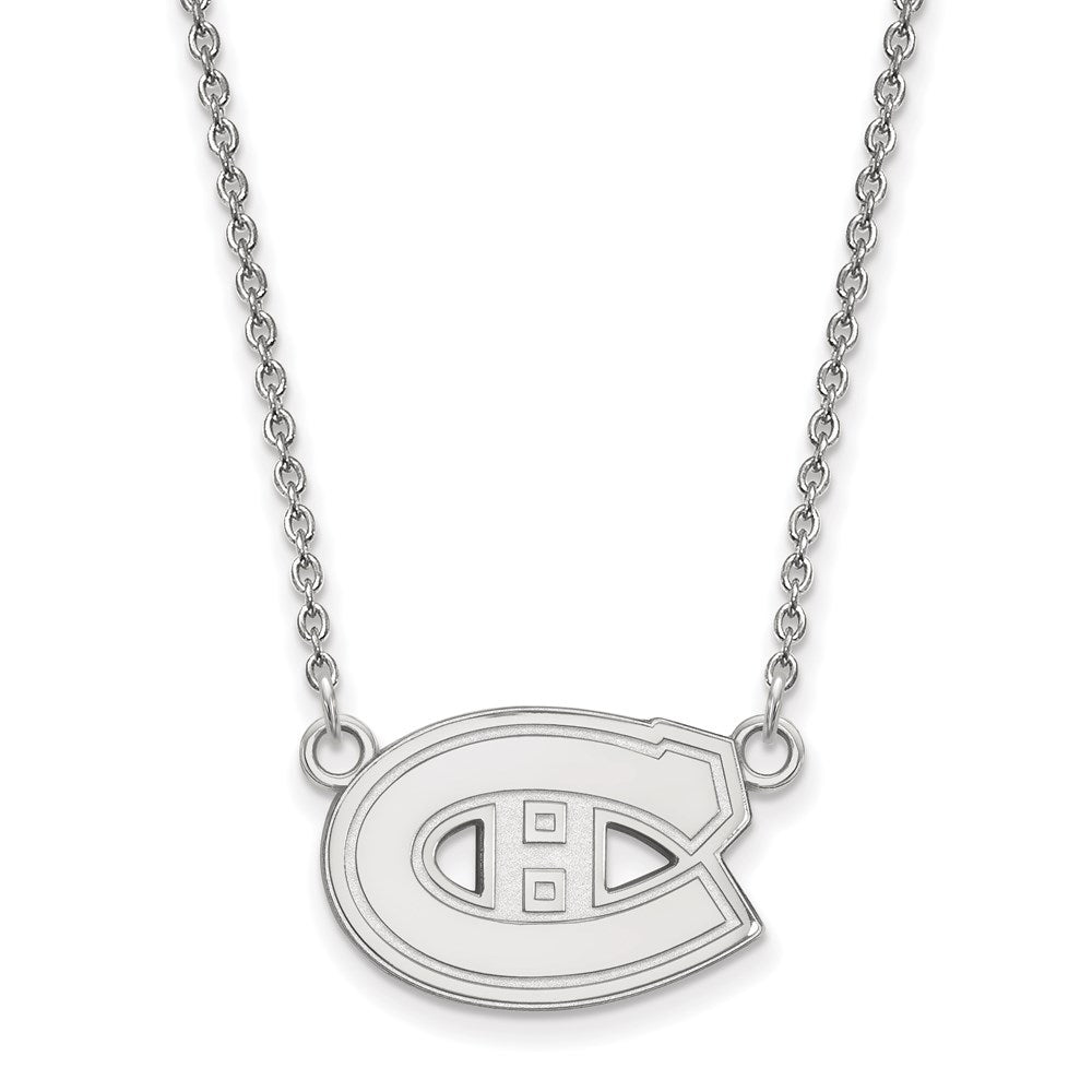 Sterling Silver Rhodium-plated NHL LogoArt Montreal Canadiens Small Pendant 18 inch Necklace