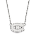 Sterling Silver Rhodium-plated NHL LogoArt Montreal Canadiens Small Pendant 18 inch Necklace