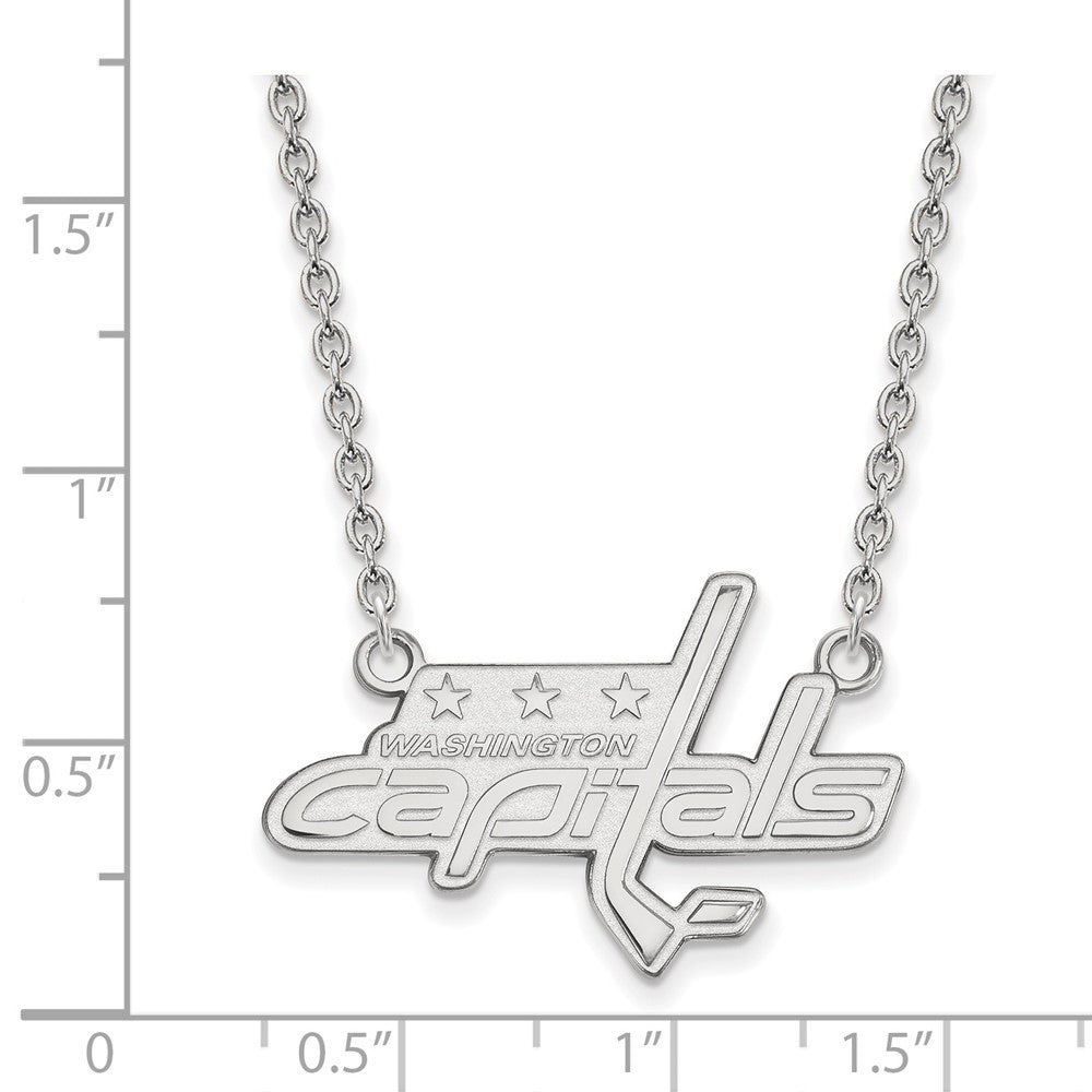 14k White Gold NHL LogoArt Washington Capitals Large Pendant 18 inch Necklace